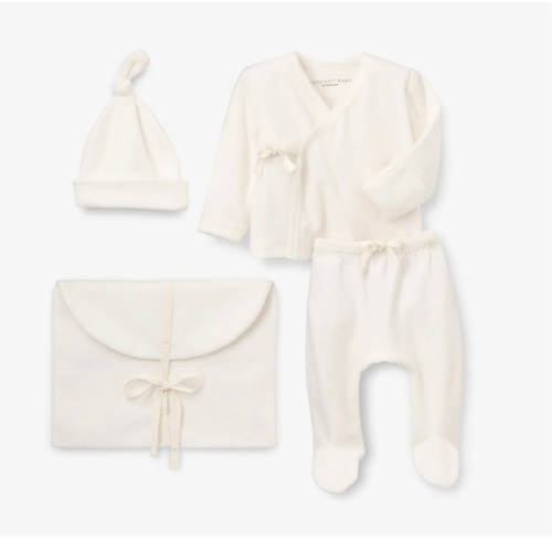 Whisper White Velour Layette Set – Elegant Baby