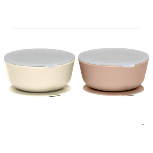 WeeSprout Suction Bowls for Baby & Toddlers (Set of 2) - 100% Silicone w/Plastic Lid - Leak Proof Feeding Supplies - Dishwasher & Microwave Safe Infant Dinnerware w/Extra Strong Base