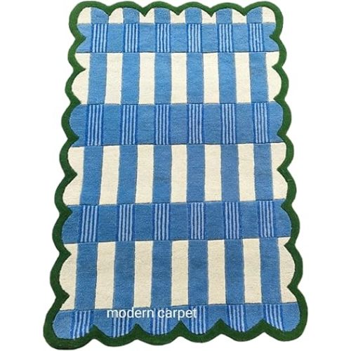 Metilda Goad Plaited Rugs 100% Wool Area Handmade Tufted Rugs for Bedroom Kitchen Dining Living Room Kids Room Modern Indoor Entry Entrance Floor Rug by Modern Carpet (2x3 Feet)