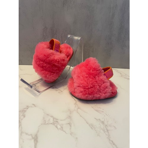 Ugg fluff yeah hot pink infant sheepskin slingback slipper size 0/1