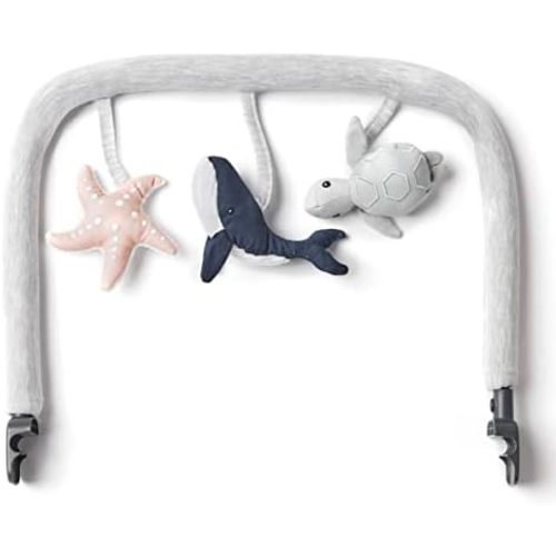 Ergobaby Evolve Bouncer Toy Bar Accessory for Infant and Toddler Play, Compatible with Ergobaby Evolve Baby Bouncer, Ocean Animals Design - Ocean Wonders Light Grey