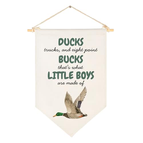 Mallard Ducks Nursery Decor Baby Stuff, Boy Hunting Decor, Duck Flag Sign, Canvas Banner Wall Decor for Baby Shower, Birthday Party