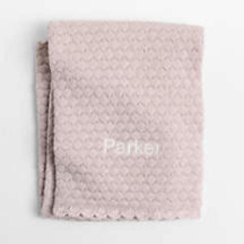 Personalized Organic Cotton Crochet Trim Baby Stroller Blanket - Whisper Rose
