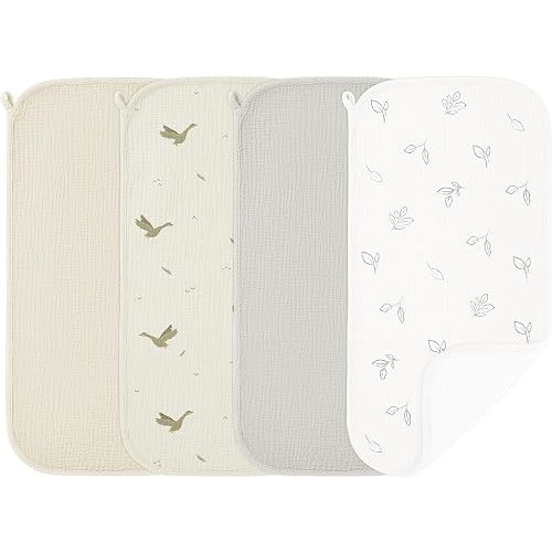 Susurration Muslin Burp Cloths, Soft Baby Burping Cloths for Unisex Boys and Girls, Newborn Essentials Large Extra Absorbent Washcloths, 20x10in, 4 Pack