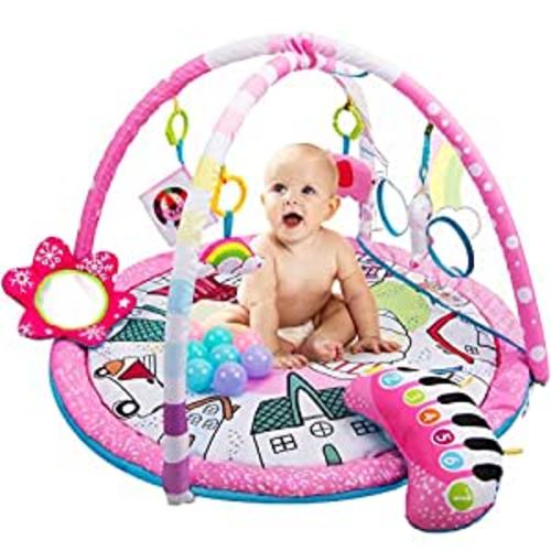 Amazon.com : Amagoing Baby Gym Play Mat,4-in-1 Infant Activity Gym with 6 Detachable Toys & Ball Pit for Toddler Sensory and Motor Skill Development Discovery, Newborn Essential Gifts for 0-12 Months Baby Girl Boy : Toys & Games