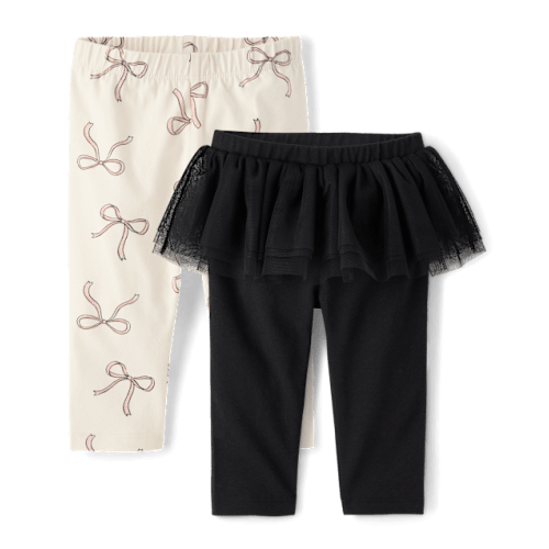 Baby Girls Bow Tutu Leggings 2-Pack - Pink