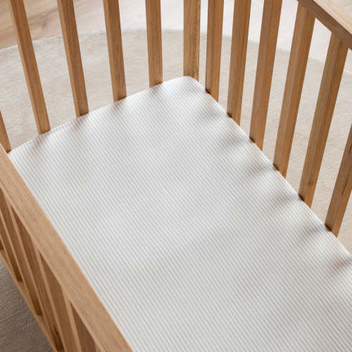 Leo Washed Cotton - Sage Stripe Cot Fitted Sheet