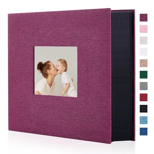 Artmag Fabric Photo Album 4x6 1000 Large Capacity for Family Wedding Anniversary Linen Album Holds 1000 Horizontal and Vertical Photos (1000 Pockets, Purplre)