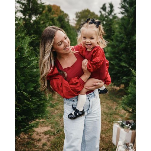 Evangeline Satin Sleeve Top & Leotard - Crimson Red – Bailey's Blossoms
