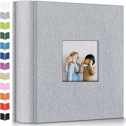Photo Album 4x6 with 1000 Pockets,Slip-in Picture Albums,Linen Cover Memory Book with Front Window,White Page Vertical Photo Book for Wedding,Family,Anniversare,Baby,Vacation