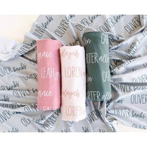 Personalized Swaddle Blanket - Modern Font Duo