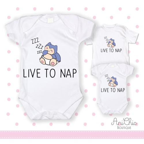 LIVE To NAP Unisex Baby Bodysuit shockingly Cute Sleepyhead Bat Snorer Baby&nbsp;PIKA, Little Gamer Anime #giftformomtobe Mother’s Day T-shirt