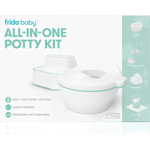 Frida Baby All-in-One Potty Kit Includes Grow-With-Me Potty, Toilet Topper, Toilet Step Stool, Sink Step Stool, Cleanup Essentials, and Professional Potty Guide