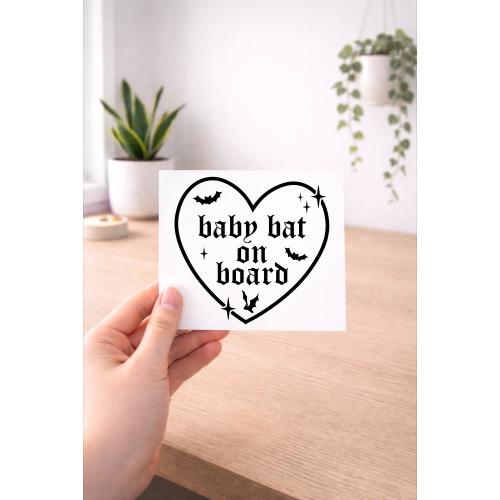 Baby Bat On Board Car Window Decal, Goth Baby On Board Sticker, Alternative New Parent Gift, Funny Baby Car Decal, Gothic Vinyl