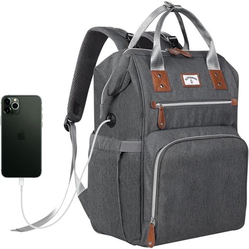 Diaper Bag Backpack:Baby Bag Large Tote Diaper bag for Boys and Girls, Men's Diaper Backpack, Women's Shoulder Mommy Bag, 2 Kids Nappy bag for mom and dad Gray