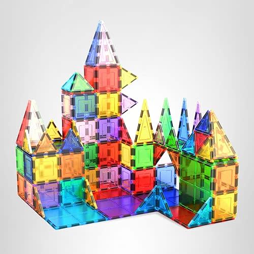 PicassoTiles 100 Piece Set 100pcs Magnet Building Tiles Clear Magnetic 3D Blocks Construction Playboards, Creativity Beyond Imagination, Inspirational, Recreational, Educational Conventional