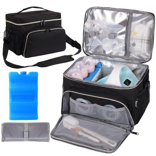 Breast Pump Bag Fit for Spectra S1 and S2, Pumping Bag with Breastmilk Ice Pack & Waterproof Mat, Perfect for Working Moms and Travel