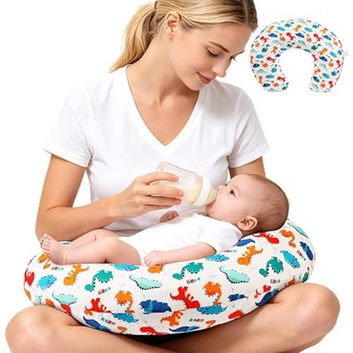 Nursing Pillow & Breastfeeding Pillow, Adjustable Breastfeeding Pillow, Nursing Support Pillow for Mom & Baby Tummy Time & Sitting Support, Large Size Breathable with Washable Cover