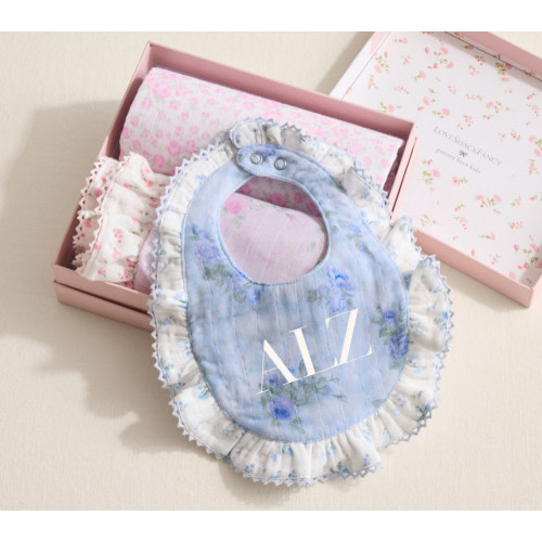 LoveShackFancy Organic Muslin Bib, Burp & Swaddle Gift Set