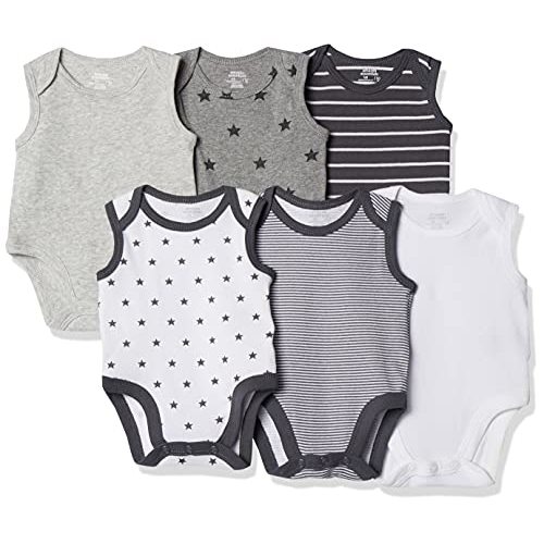 Amazon Essentials Unisex Toddlers and Babies' Sleeveless Bodysuits, Pack of 6