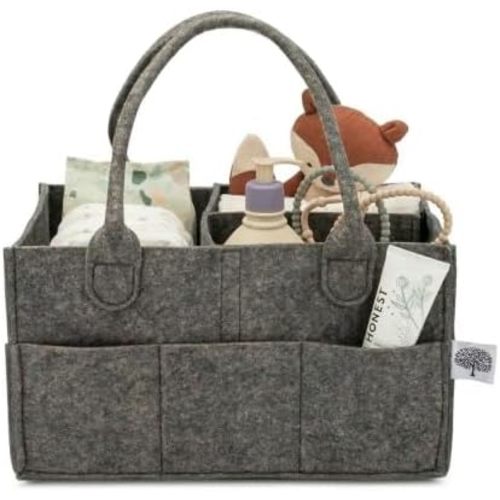 Parker Baby Co. Felt Diaper Caddy Organizer - Regular, Charcoal