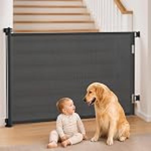 Amazon.com: Cideny Retractable Baby Gates for Doorway, 58" Wide Mesh Dog Gate for Stair | 34" Tall Toddler Pet Gate Extra Wide Indoor and Outdoor, Easy Install, Essential for Home Safety, Black : Baby