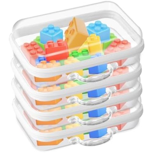 Zippered Hard Pouch, Clear Hard Shell Zipper Case, Clear Plastic Pouches Travel Bags for Kids, Storage for Building Blocks, Puzzles, Cosmetics, Small Items, Stationery Accessories