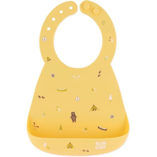 Bumkins Bibs, Silicone Pocket for Babies, Baby Bib for Girl or Boy, for 6-24 Months Up to Toddler, Essential Must Have for Eating, Feeding, Baby Led Weaning Supplies, Mess Saving, Camp Gear Yellow