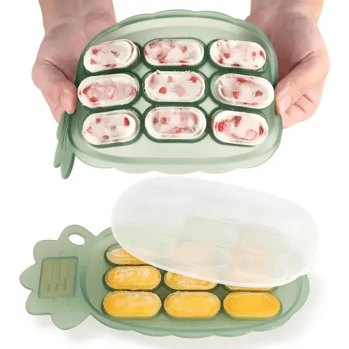 Haakaa Silicone Nibble Freezer Tray -Breastmilk Teething Popsicle Mold - Baby Fruit Food Feeder Teether Tray - Baby Food Maker - Ice Cube Tray - 4 Months+ Babies - BPA Free Silicone -Green