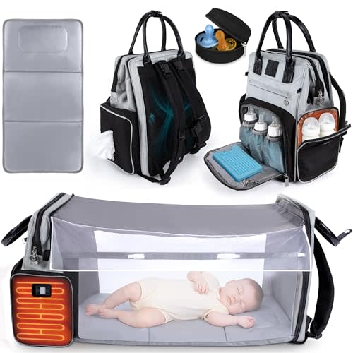 Award-Winning Large Diaper Bag with Changing Station – Eco-Friendly Evergreen Winner Large Diaper Bag Backpack w/ Heated Bottle Pockets, Premium All-in-One Backpack, Baby Essentials, Parents Gift