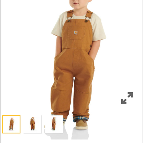 Kids' Canvas Bib Overall Flannel-Lined (Baby/Toddler) | Fall Layering Clothing Essentials | Carhartt