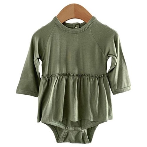 Long Sleeve Skirted Bodysuit, Sage