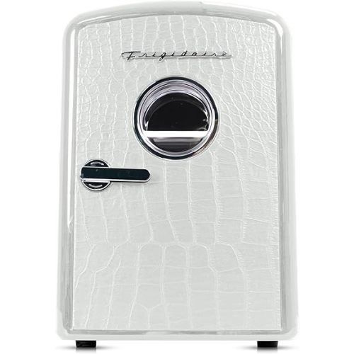 Frigidaire 9 can/6l mini personal fridge cooler Crocodile Finish door-W: 7.08" x L: 11.81" X H: 10.04 (White)
