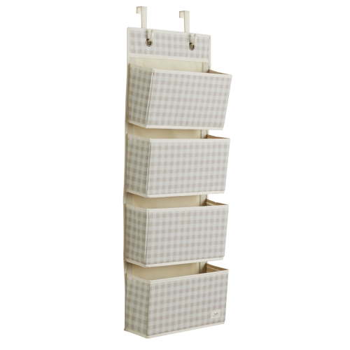 3 Sprouts Over-the-Door Nursery Organizer, Beige Gingham