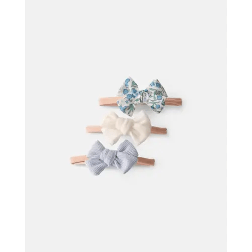 Baby Girl 3-Pack Bow Headbands - Blue | Carter's