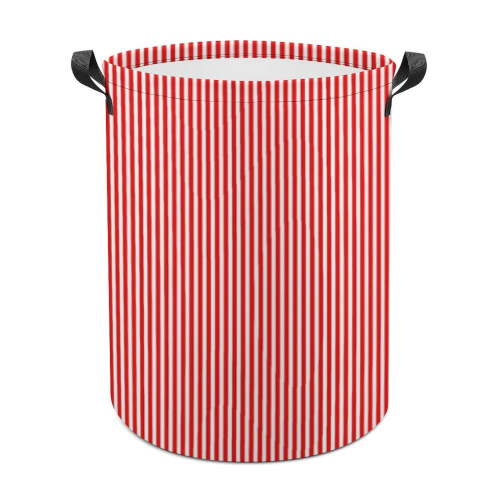 Red White Stripes Foldable Laundry Basket for Dirty Clothes Storage Hamper Home Organizer