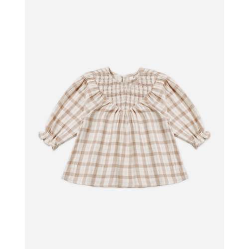 V Smocked Dress Rustic Plaid – Quincy Mae