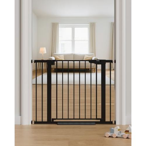 Cumbor 30-40.6 in Baby Gate for Stairs and Doorways, Dog Gate Indoor Black | Mom's Choice Awards Winner, Pressure Mounted, Auto-Close, Easy Walk Thru Door, For Dogs Indoor