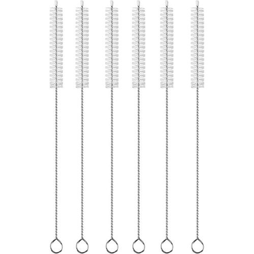 6 Pack Straw Cleaner Brush, Reusable Metal Handles Straw Cleaner Brush Extra Long for Stanley Mug 40, 30, 20 oz, 10mm Wide Straw Cleaner Brush for Sippy Cup, Water Bottle and Tubes (Clear+Clear)