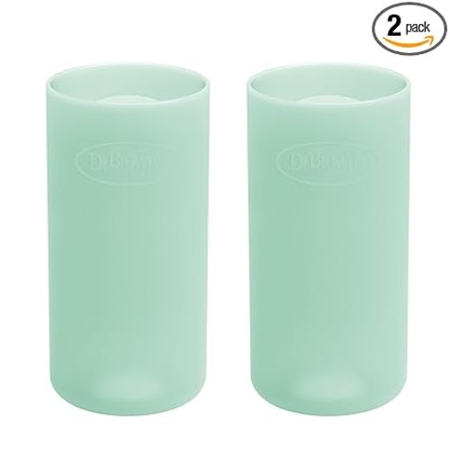 Dr. Brown's Options+ Narrow Glass Bottle Sleeves, 100% Silicone, Mint, BPA-Free, 8 oz, 2-Pack