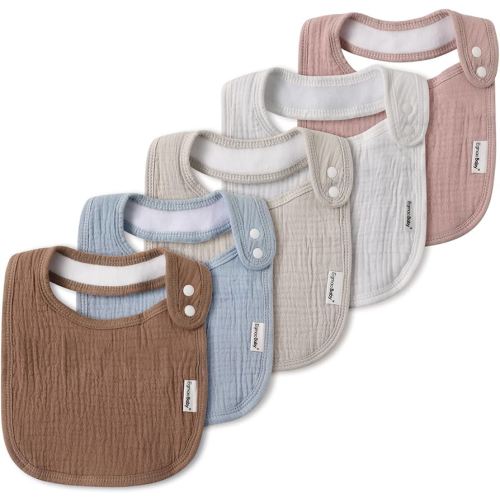 Muslin Bibs for Baby Boys Girls,Organic Muslin Baby Bib for Drooling and Teething,Soft Bandana Drool Bibs 5 Pack