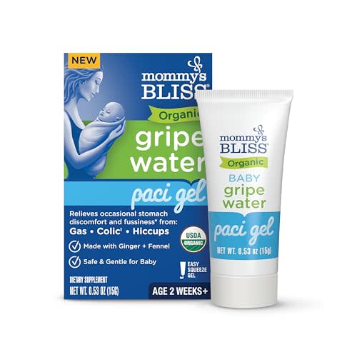 Mommy's Bliss Organic Gripe Water Pacifier Gel for Newborns, Infant Gas, Colic & Fussiness*, Age 2 Weeks +, 0.53 Oz (45 Servings)