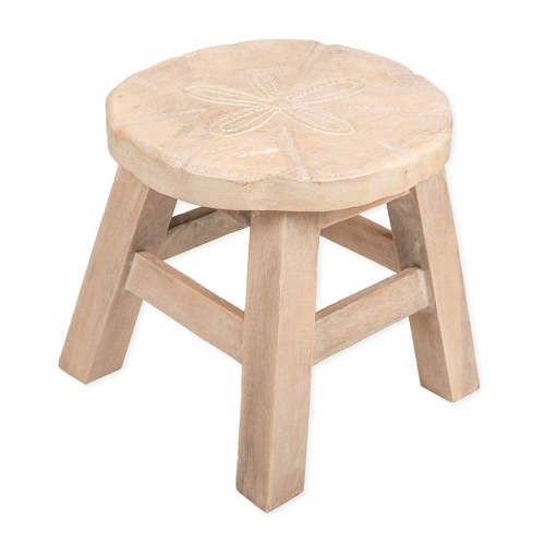 Sand Dollar Handcrafted Wood Stool Footstool