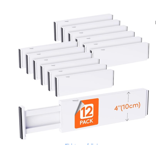 Drawer Dividers Plastic 4" High, 13.5-22"