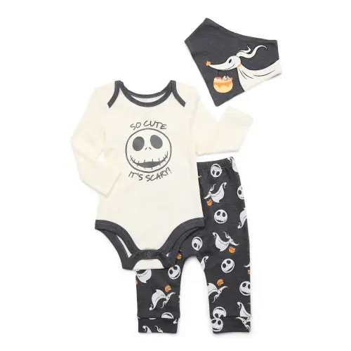 Baby Character Halloween Long-Sleeve Bodysuit, Pants, and Bib Outfit Set, 3-Piece, Sizes Newborn-12 Months