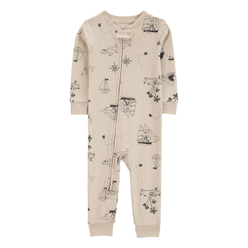 Baby Pirate Print Snug Fit Cotton Footless 1-Piece Pajamas - Khaki - Carter's | Carter's