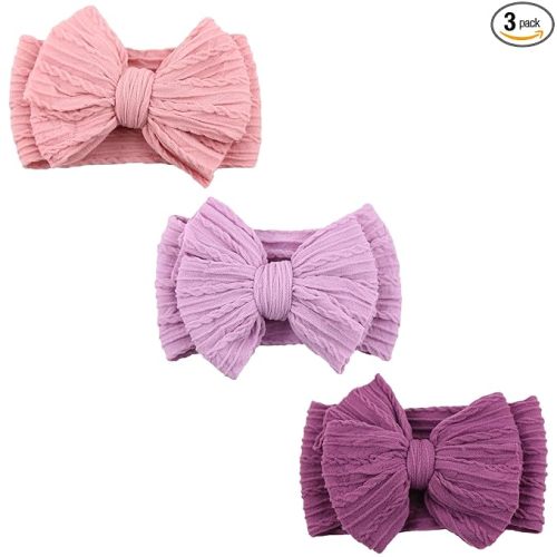 Baby Nylon Headbands Soft Hair Bow Elastics Hairbands Accessories for Baby Girls Newborn Infant Toddler Kids (Purple)