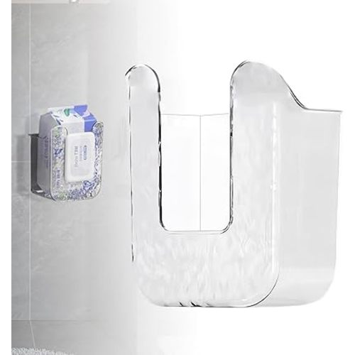 Kitchen Wipes Storage, Flushable Wipes Holder for Bathroom, Wall-Mounted Tissue Box, Non-Slip Flushable Wipes Holder, Wipe Container, Wipes Dispenser for Kitchen Bedroom Bathroom, White