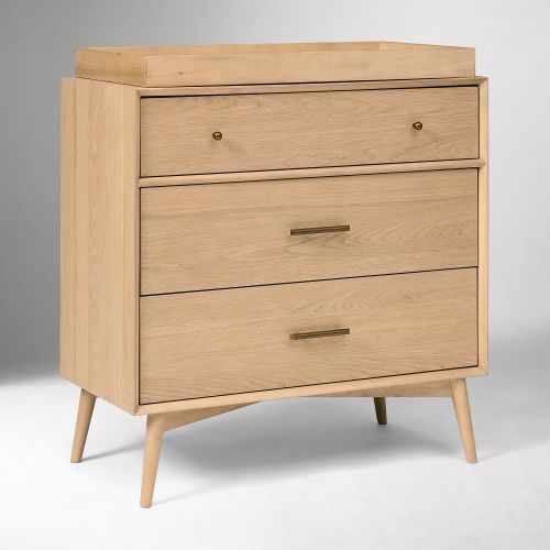Mid-Century 3-Drawer Narrow Dresser with Removable Topper (36")