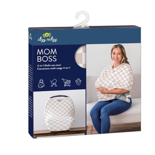 Itzy Ritzy 4-in-1 Nursing Cover, Car Seat Cover, Shopping Cart Cover & Infinity Scarf – Breathable, Multi-Use Nursing Cover Up for Breastfeeding, Carseat Canopy & Stroller Cover (Checkerboard)